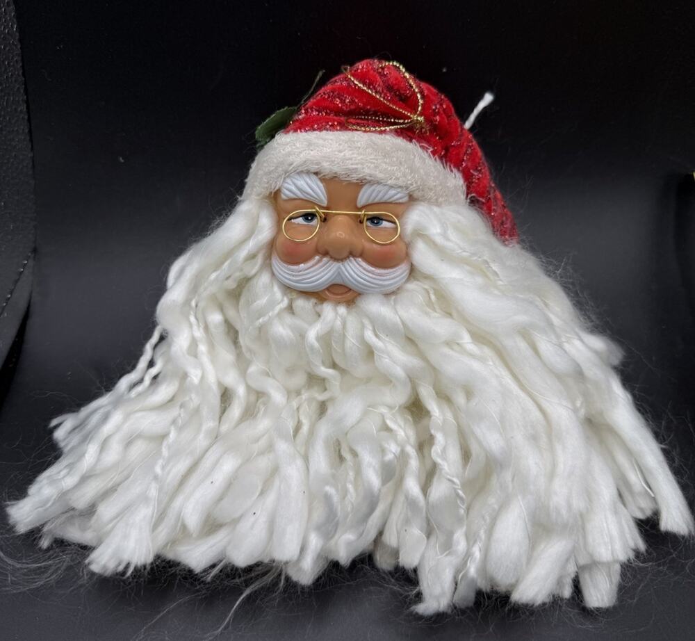 Christmas House Santa Head Ornament Plastic Face Beard Tree Decoration LO11